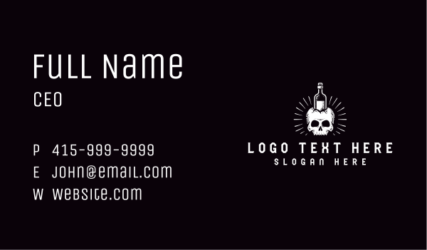 Skull Wine Bottle Business Card Design Image Preview