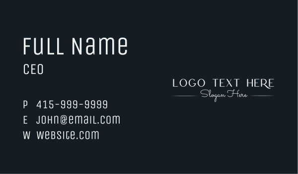 Elegant White Wordmark Business Card Design Image Preview