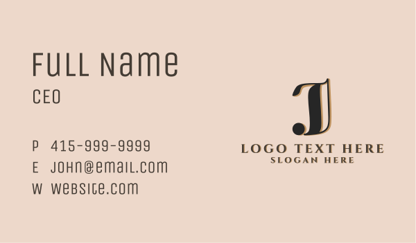 Classic Calligraphy Letter J Business Card Design Image Preview
