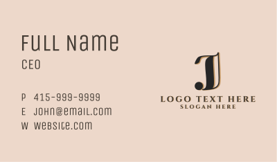 Classic Calligraphy Letter J Business Card Image Preview
