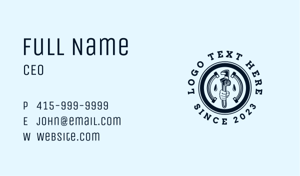 Blue Pipe Hand Wrench Business Card Design Image Preview
