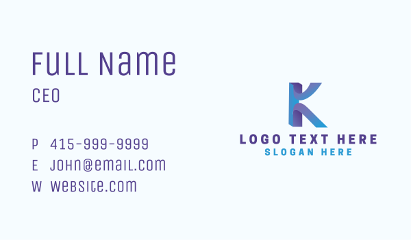 Gradient Modern Letter K Business Card Design Image Preview