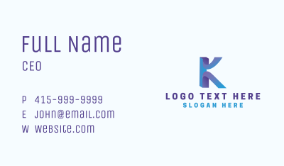 Gradient Modern Letter K Business Card Image Preview