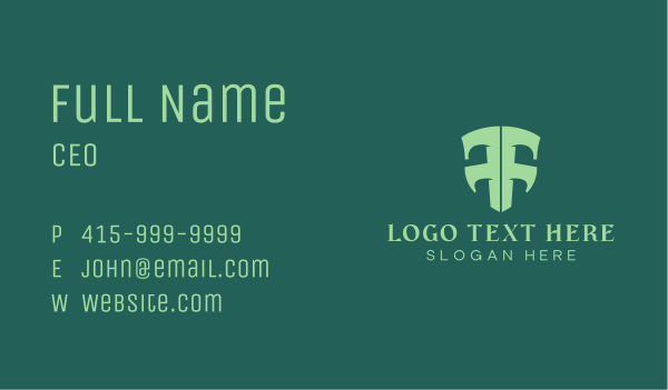 Green Shield Letter F Business Card Design Image Preview