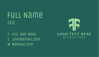 Green Shield Letter F Business Card Image Preview