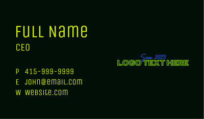 Neon Bar Wordmark Business Card Image Preview