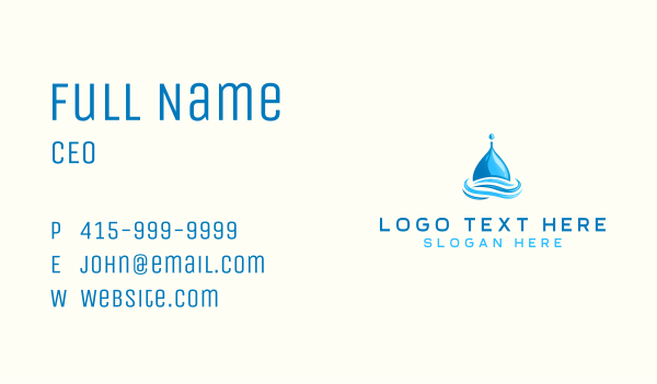 Water Flow Droplet Business Card Design Image Preview
