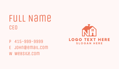 Orange House Letter N Business Card Image Preview