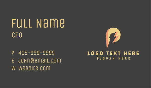 Energy Lightning Letter P Business Card Design Image Preview
