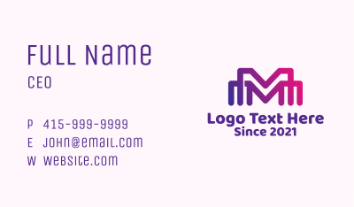 Linear Letter M Multimedia Business Card
