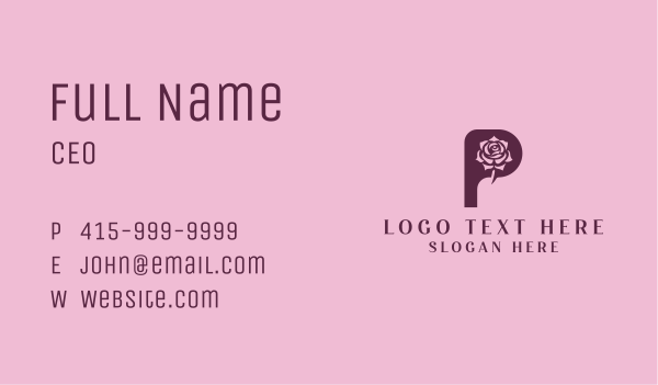 Floral Wedding Letter P Business Card Design Image Preview