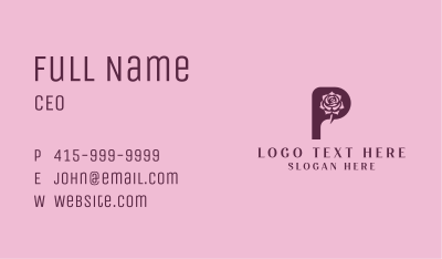 Floral Wedding Letter P Business Card Image Preview