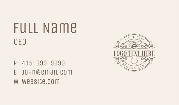 Organic Honeycomb Bee Business Card Design Image Preview