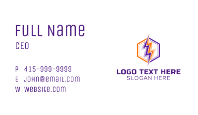 Hexagon Lightning Badge Business Card Image Preview
