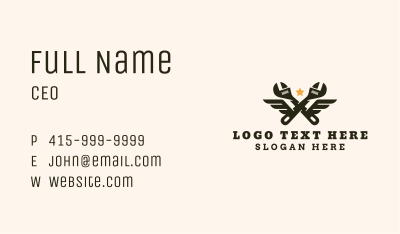 Industrial Wrench Wings  Business Card Image Preview