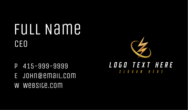 Lightning Electric Bolt Business Card Design Image Preview