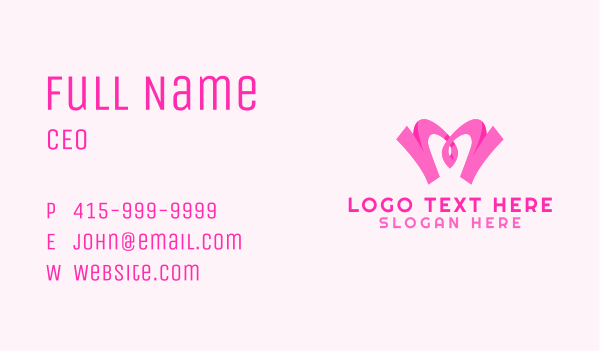 Pink Fashion Heart Letter M Business Card Design Image Preview
