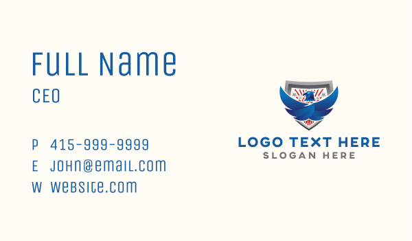 American Eagle Wings Shield Business Card Design Image Preview