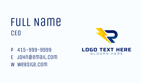 Power Bolt Letter R Business Card Design Image Preview