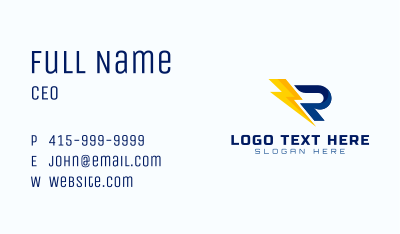 Power Bolt Letter R Business Card Image Preview
