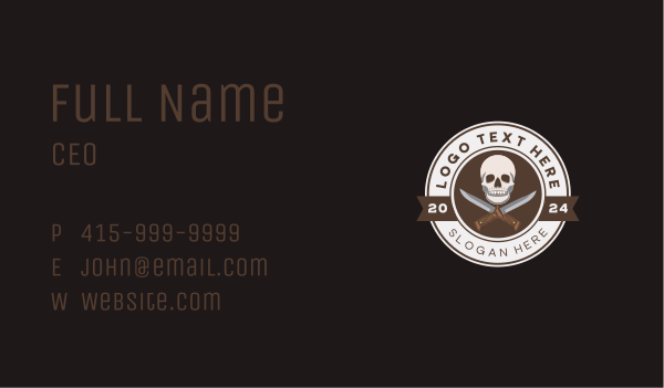 Skull Combat Knife Business Card Design Image Preview