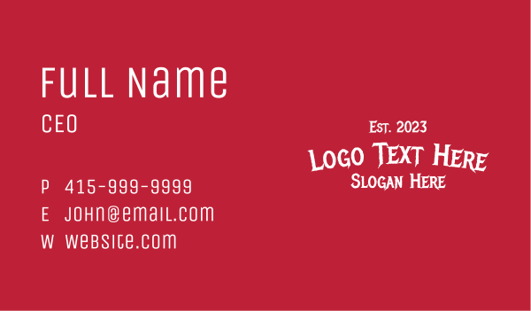 Scary Halloween Wordmark Business Card Design Image Preview