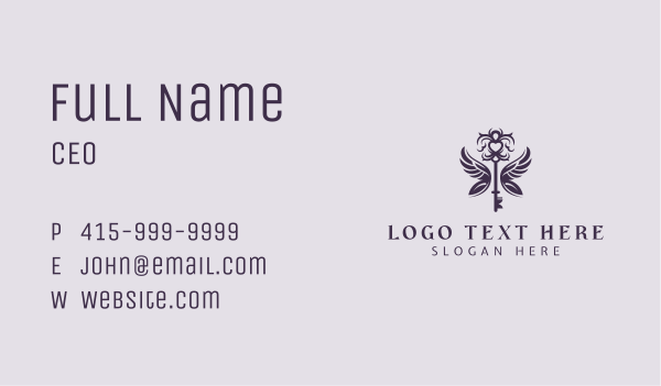 Luxury Key Wings Business Card Design Image Preview