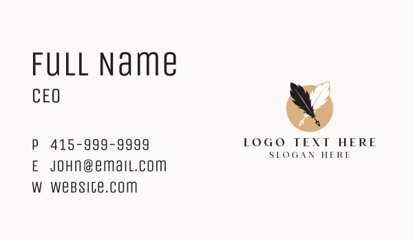 Creative Writer Quill Pen Business Card Design Image Preview