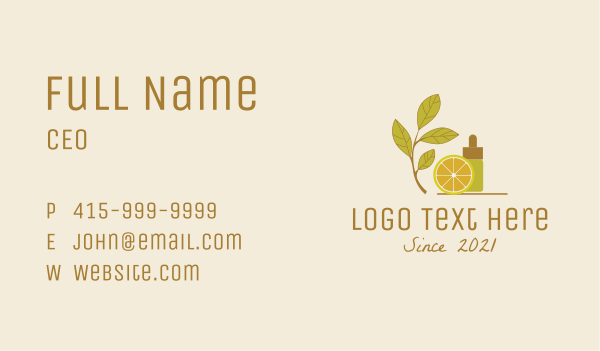 Citrus Essence Oil  Business Card Design Image Preview
