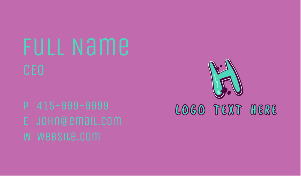 Modern Graffiti Letter H Business Card Design Image Preview