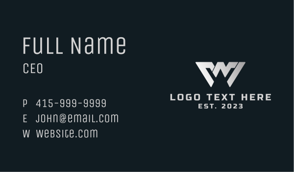 Gray Letter W & N Business Card Design Image Preview