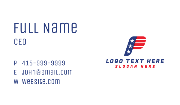 Veteran Flag Letter P Business Card Design Image Preview