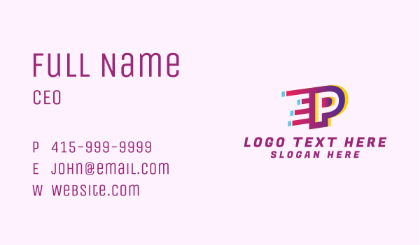 Speedy Letter P Motion Business Card Design Image Preview