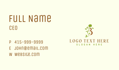 Leaf Floral Beauty Letter B Business Card Image Preview