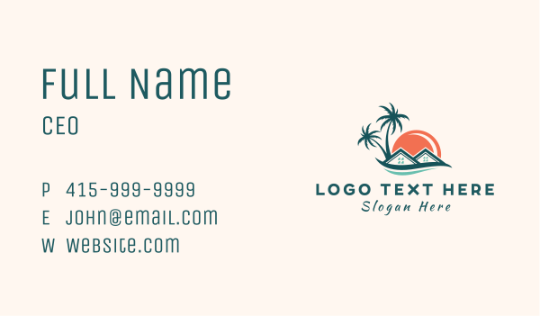 Tropical Sunset House Business Card Design Image Preview