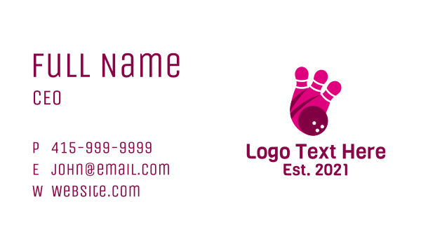 Pink Bowling Ball Business Card Design Image Preview