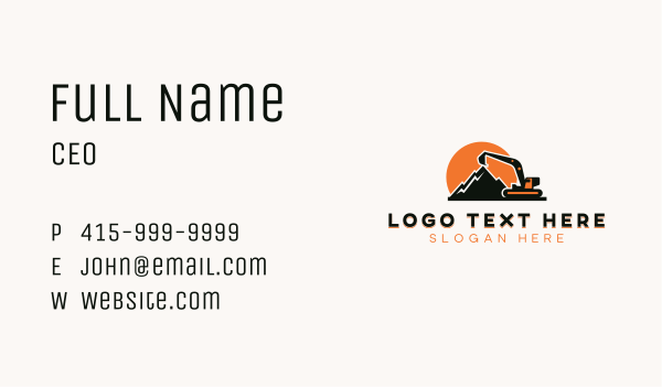 Contractor Mountain Excavator Business Card Design Image Preview