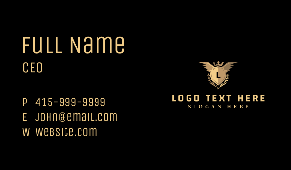 Gold Wing Crown Lettermark Business Card Design Image Preview