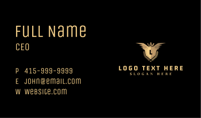 Gold Wing Crown Lettermark Business Card Image Preview