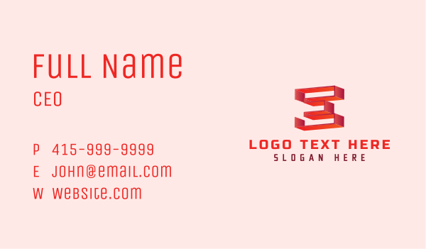 Red 3D Letter E Business Card Design Image Preview