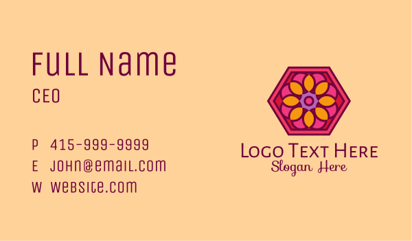 Hexagon Flower Tile  Business Card Design Image Preview