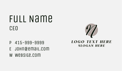 Luxury Fashion Boutique Letter N Business Card Image Preview