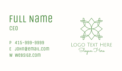 Green Monoline Floral Motif Business Card Image Preview