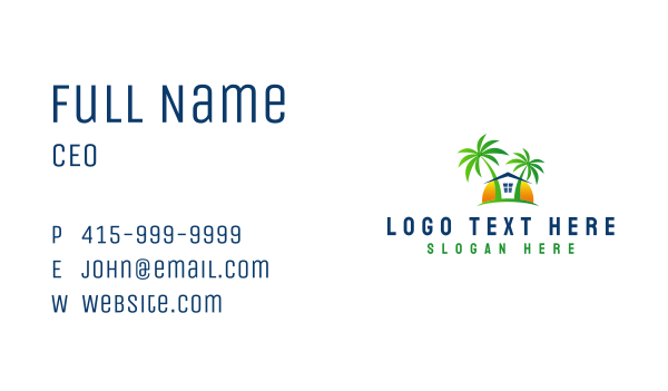 Palm Tree Beach House Business Card Design Image Preview