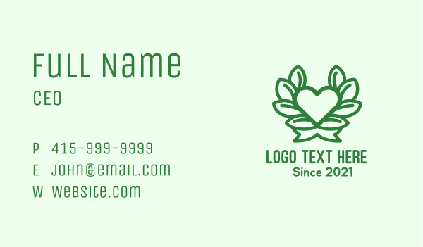 Organic Heart Plant Business Card Design Image Preview