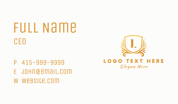 Golden Crest Shield Business Card Design Image Preview