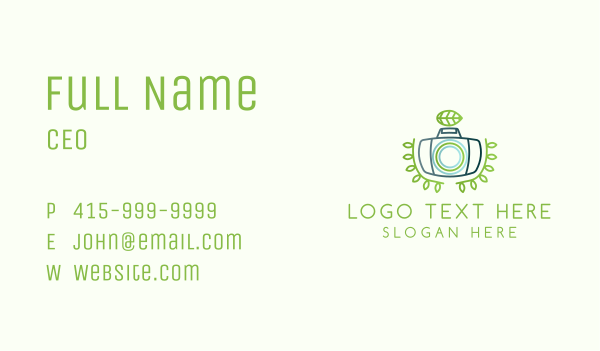 Green Leaf Camera Business Card Design Image Preview