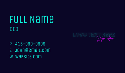 Neon Outlined Wordmark Business Card Image Preview