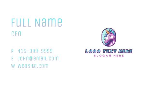 Horse Unicorn Gamer Business Card Design Image Preview