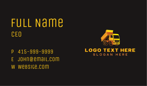 Transportation Dump Truck Business Card Design Image Preview